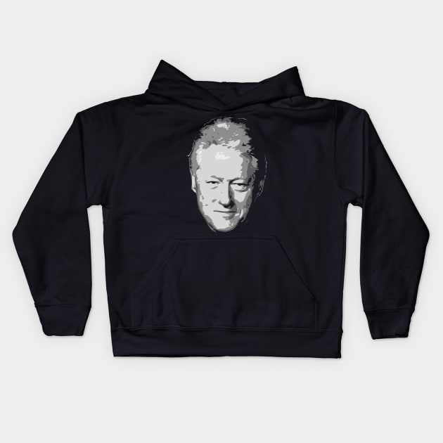 Bill Clinton Black and White Kids Hoodie by Nerd_art